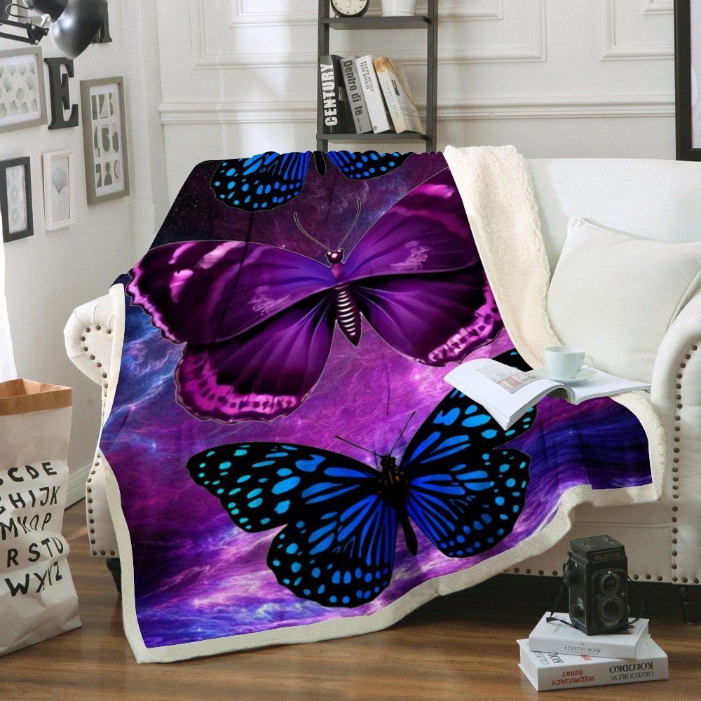 Butterfly Sherpa Fleece Blanket Z30ZP2D2HZ - Betiti Store