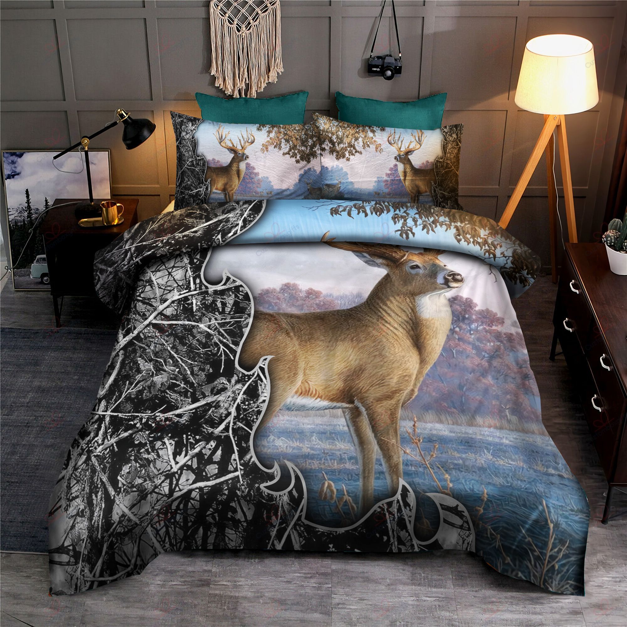 Camo Deer Hunting Bedding Set QYK3H880EA - Betiti Store