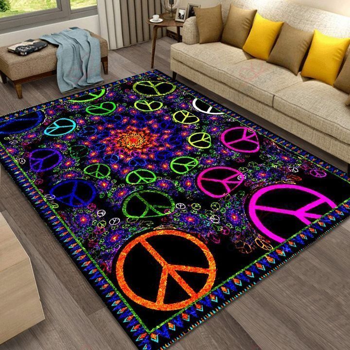 Hippie Peace Sign Color Rug JDSKD2DFQ1 Betiti Store