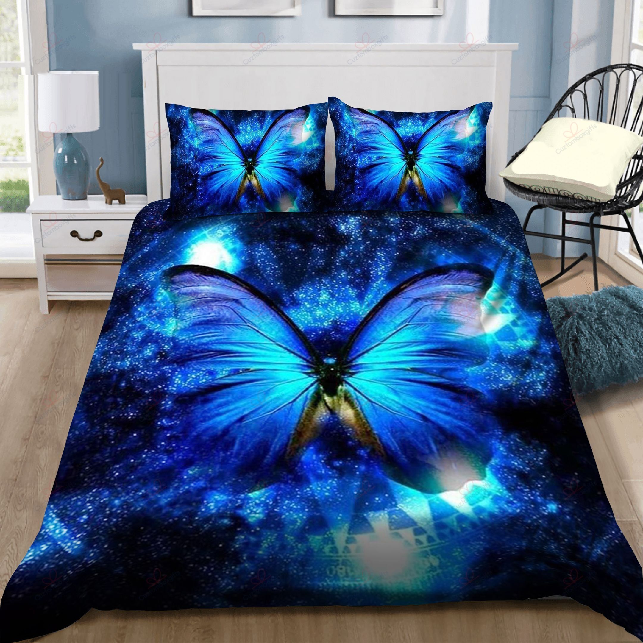 Glowing Blue Butterfly Bedding Sets TQOVFXNXK0 - Betiti Store