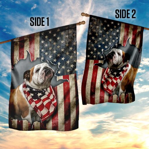 Bulldog Happy 4th Of July American US Flag THN2196F Garden and House Flag 