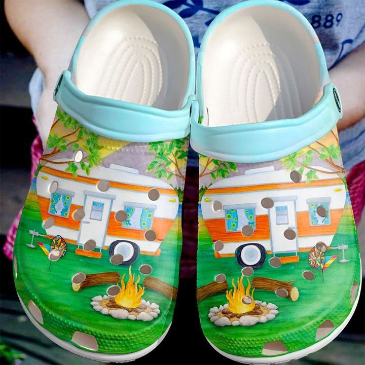 Camping Happy Campers V1 Sku 415 Crocs Clog Shoes - Betiti Store