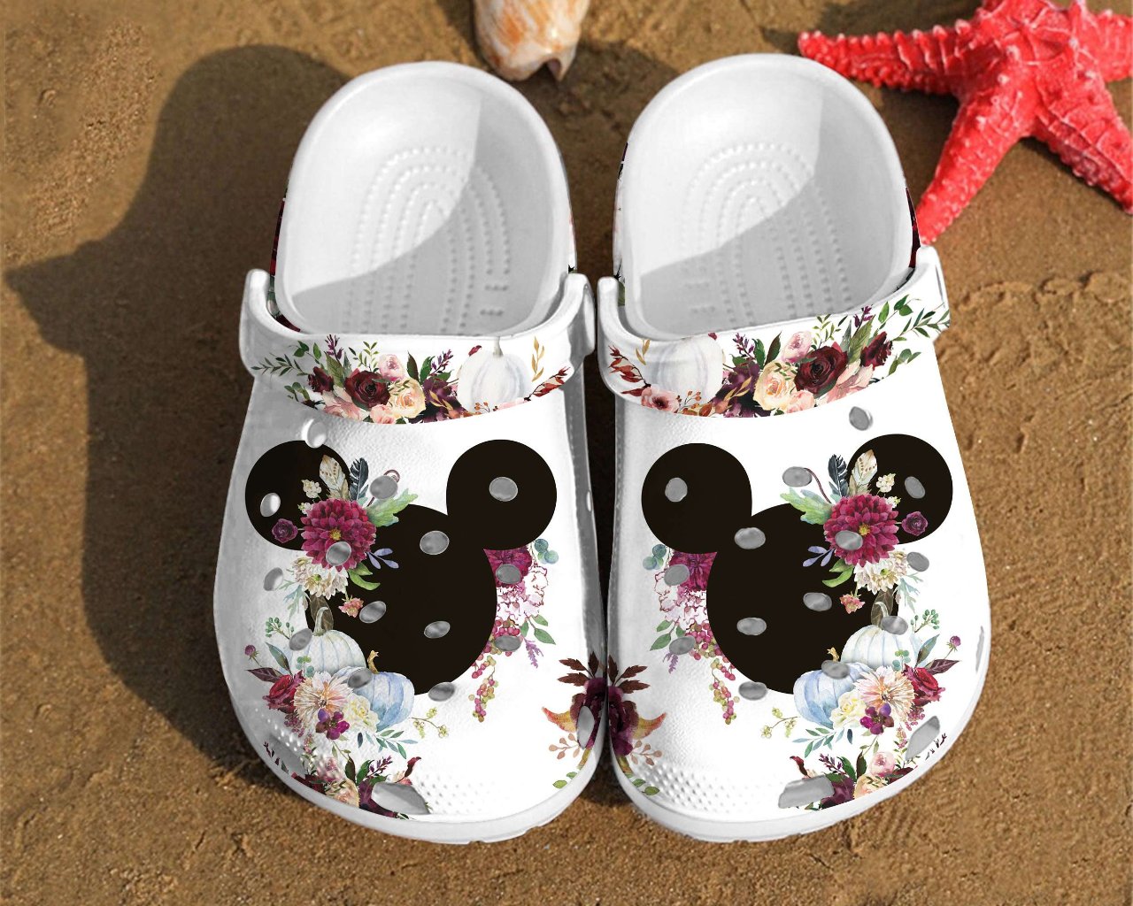 Disney Clogs Disney Art Clogs Anniversary Gifts. Mickey Minnie Clogs Mickey Mouse Shoes Disney Mickey Ears Watercolor Floral Clogs