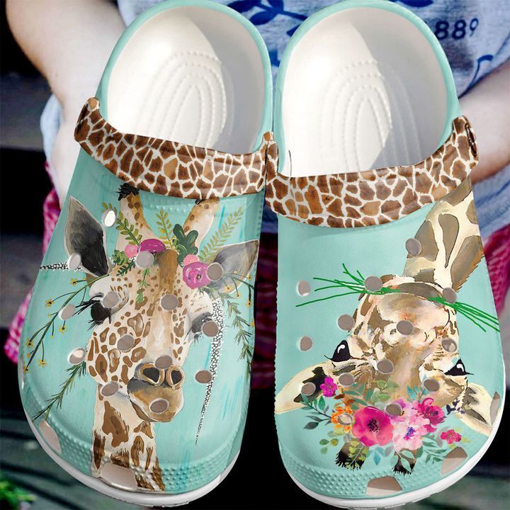Giraffe Floral Sku 1158 Crocs Clog Shoes - Betiti Store