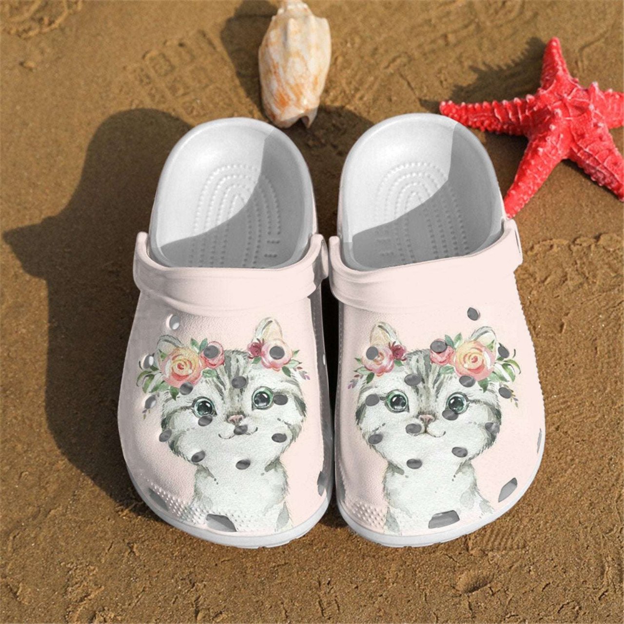 Unique little cat flowers clog shoes - Betiti Store