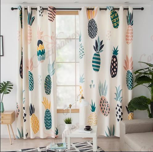 Tropical colorful pineapple blackout thermal grommet window curtains ...